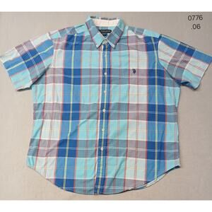 U.S. Polo Assn. (XL) Men's Multi-Plaid Cotton Blend Short Sleeve Button Shirt